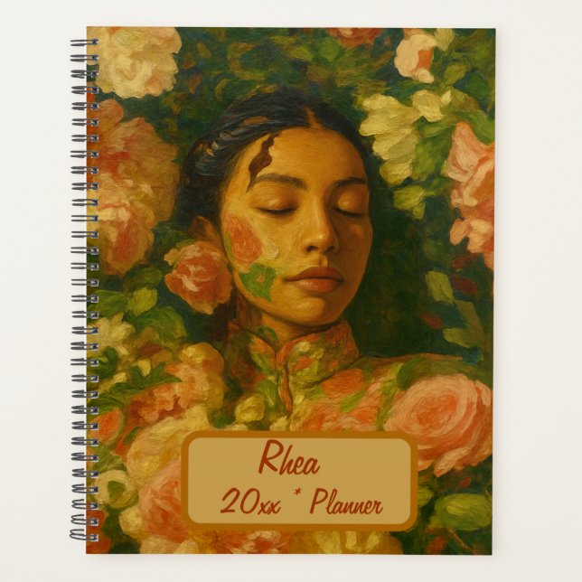 Agenda Custom Name  Floral Planner (Frente)