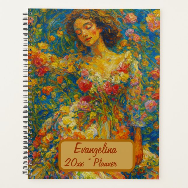 Agenda Custom Name  Floral Planner (Frente)