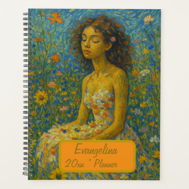 Agenda Custom Name  Floral Planner (Frente)