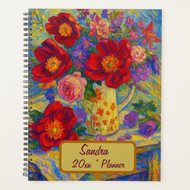 Agenda Custom Name  Floral Planner (Frente)