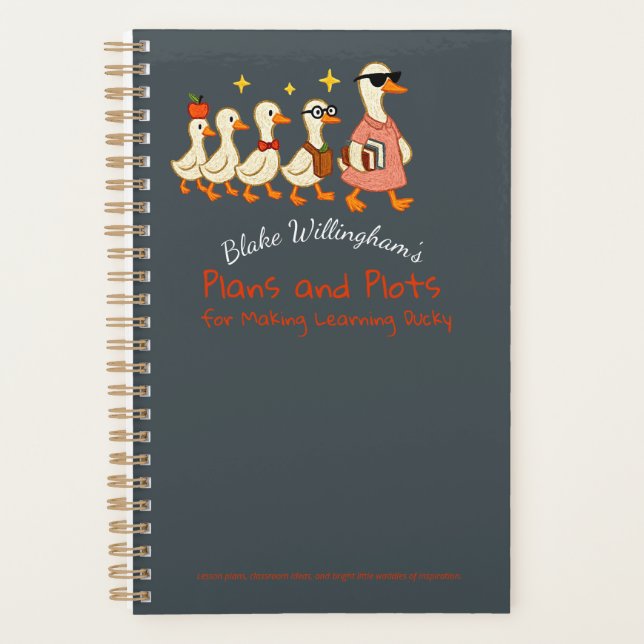 Agenda Custom Name Fun Cool Teacher Goose Planner (Frente)