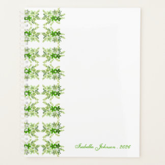 Agenda Custom Name Green Watercolor Floral