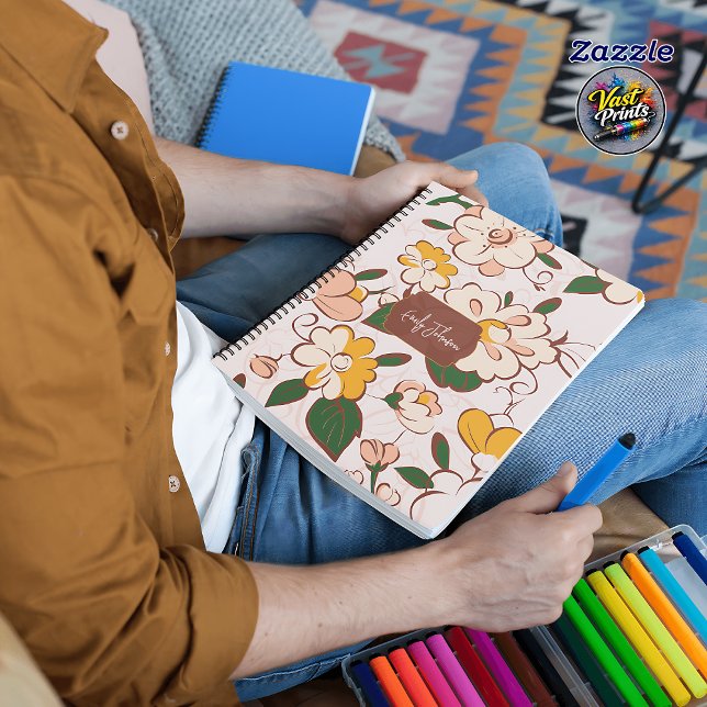 Agenda Custom Name Retro Floral Cream Peach Yellow (Custom Name Retro Floral Cream Peach Yellow Planner)