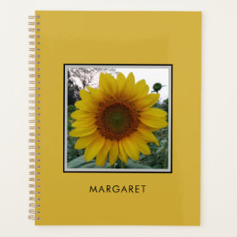 Agenda Custom Name Sunflower Metallic Gold Daily Planner
