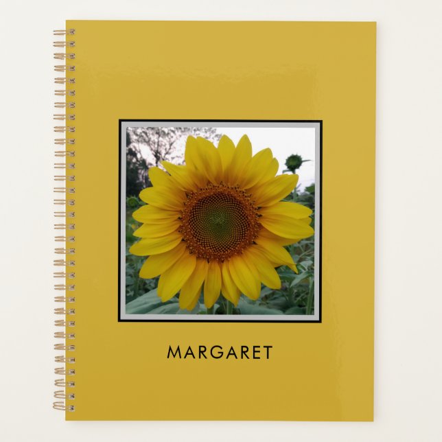 Agenda Custom Name Sunflower Metallic Gold Daily Planner (Frente)