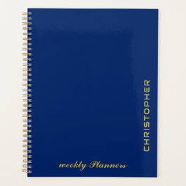 Agenda Custom Navy Blue Personalized Text Planner for Dai