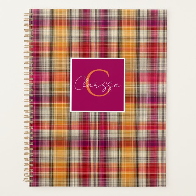 Agenda Custom Planner Gingham Pattern Style (Frente)