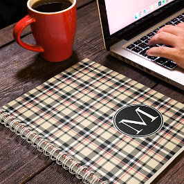 Agenda Custom Red Beige Black White Squares Plaid Pattern