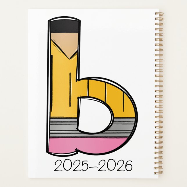 Agenda Custom Teacher Planner with Pencil Initial (Verso)