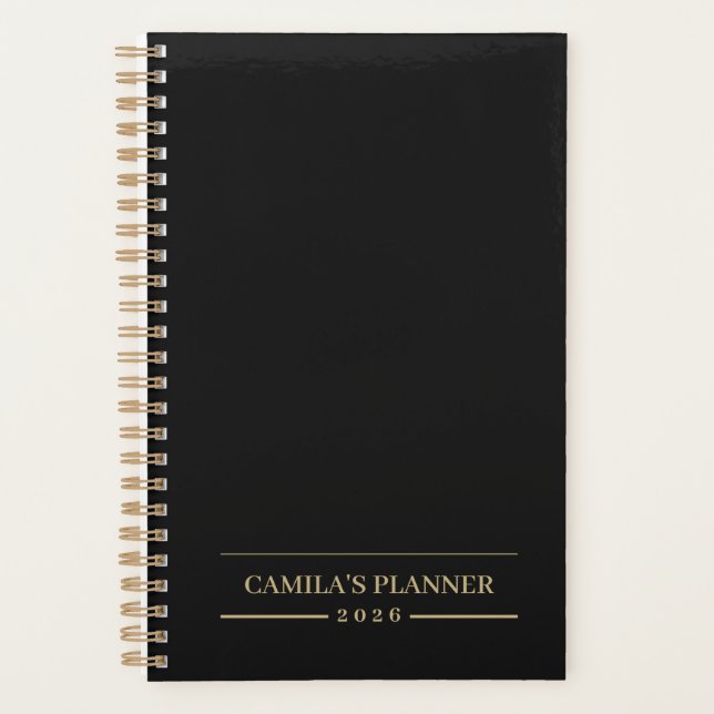 Agenda Custom Velvet Black Minimal Planner (Frente)