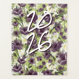 Agenda Customizable Year 2025 Purple Poppies Planner