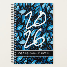 Agenda Customize Year 2026 Black/Blue Botanical Planner