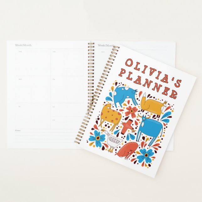 Agenda Cute Animal Art Children's Custom Name (Exibição)