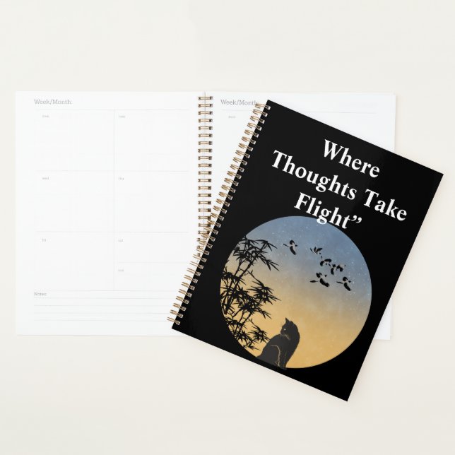 Agenda Cute Black cate in nutural inder sky \watercolor (Exibição)