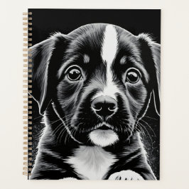 Agenda Cute Black & White Puppy – Dog Lover Planner