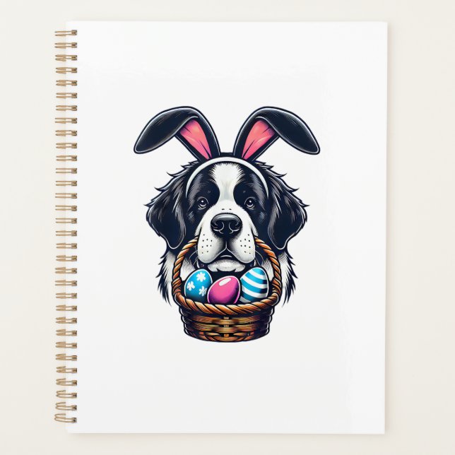 Agenda Cute Bunny Ear Saint Bernard Dog Easter Egg Owner  (Frente)