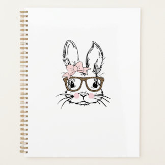 Agenda Cute Bunny Face Shirt Leopard Print Glasses EASTER