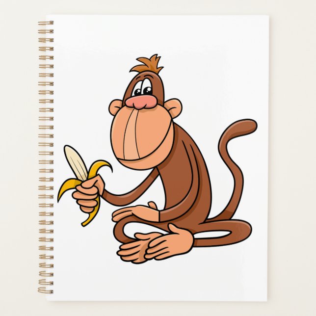 Agenda Cute Cartoon Monkey with Banana Funny Animal (Frente)