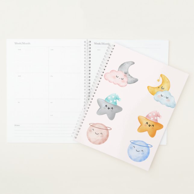 Agenda Cute Celestial Characters – Whimsical Pastel Space (Exibição)