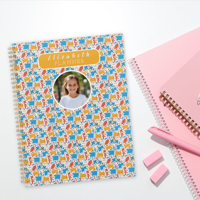 Agenda Cute Colorful Handrawing animals Custom Name Photo (Criador carregado)