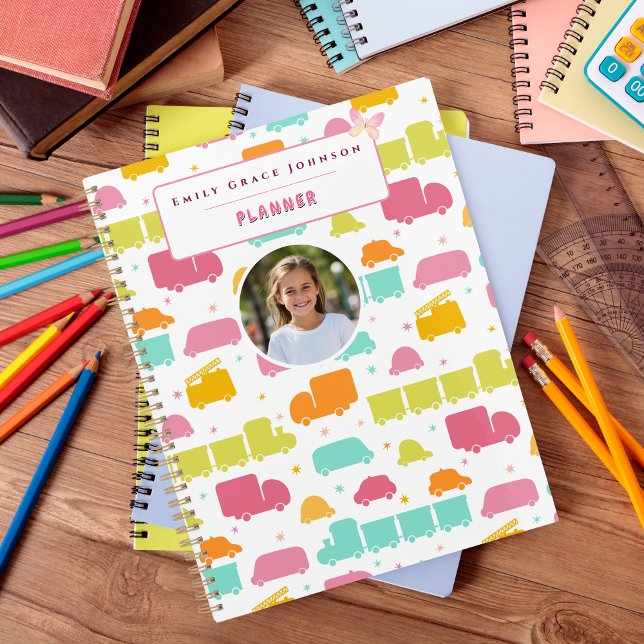 Agenda Cute Colorful Kids Background Custom Name Photo (Criador carregado)