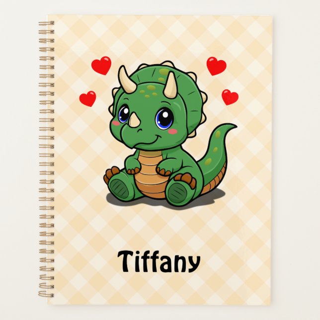 Agenda Cute Dinosaur Planner – Adicionar Nome (Frente)