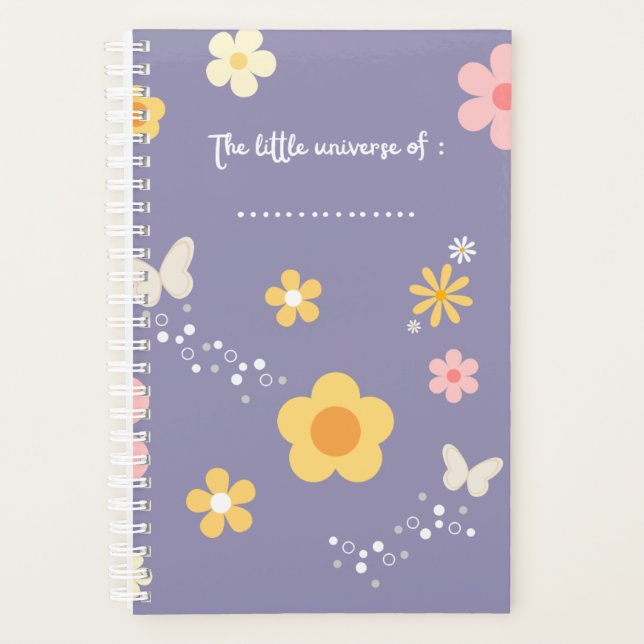 Agenda Cute Floral Journal Cover, Pastel Purple Notebook (Frente)