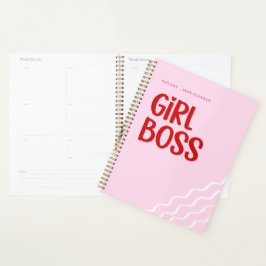 Agenda Cute Girl Boss Pink and Red Custom Name Year