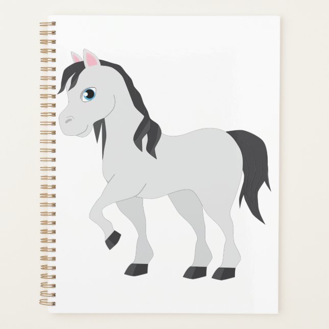 Agenda Cute Gray Pony Cartoon Whimsical Horse (Frente)