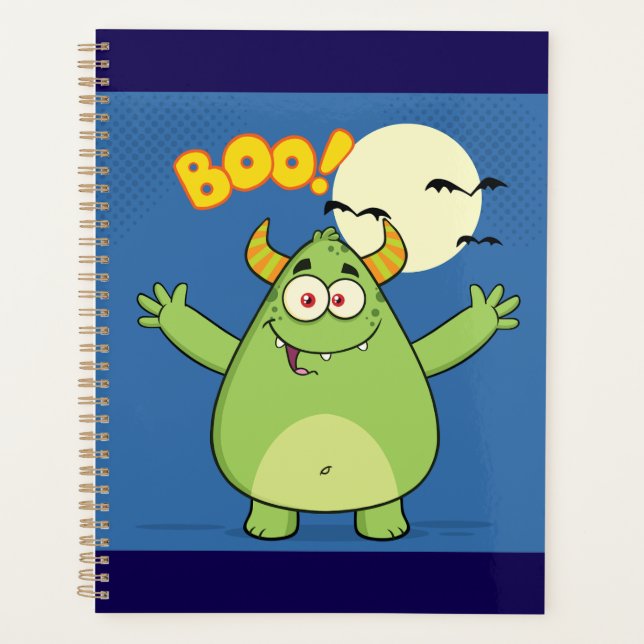 Agenda Cute Green Monster Halloween Boo (Frente)