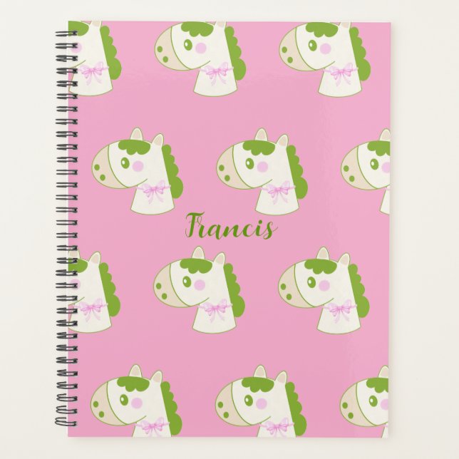 Agenda Cute Horses Personalized Pastel Planner (Frente)