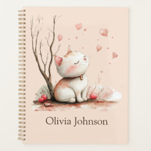 Agenda Cute Kitten Personalizado com Corações