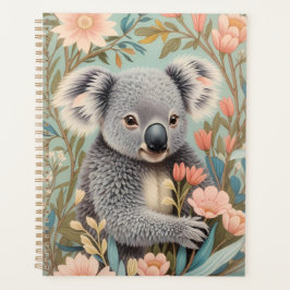 Agenda Cute Koala Elegant Pastel Floral