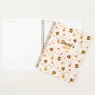 Agenda Cute little bees and daisy flowers pattern planner