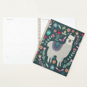 Agenda Cute Llama Floral Design