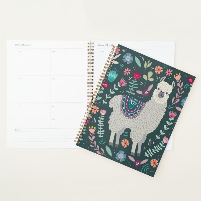 Agenda Cute Llama Floral Design (Exibição)