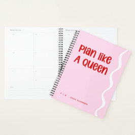 Agenda Cute Motivational Pink and Red Monogram Year