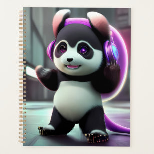 fofa kawaii bebê panda sentado levantando mão desenho animado