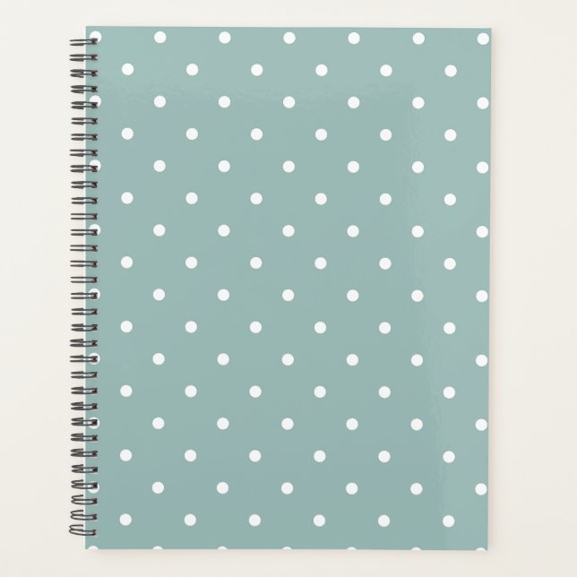 Agenda Cute Pastel Mint Green With White Polka Dot Spots  (Frente)