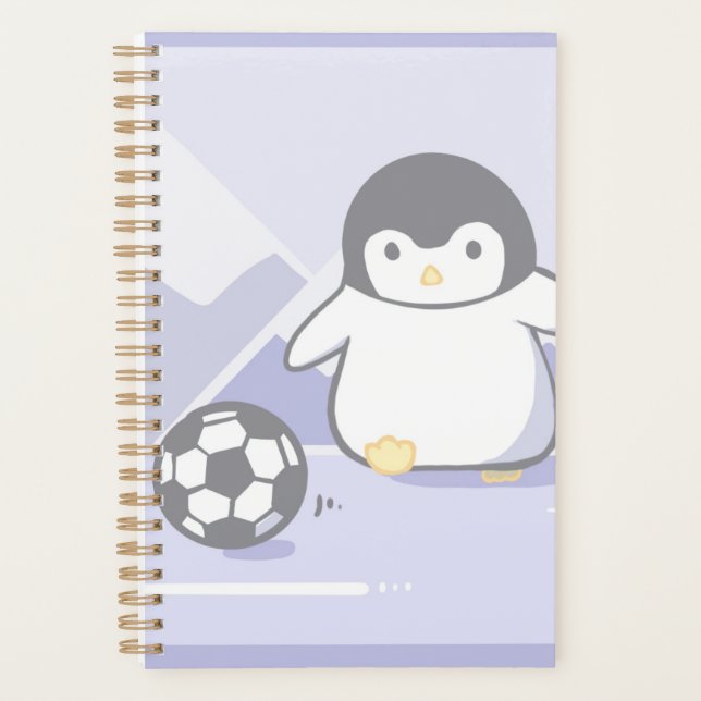 Agenda Cute Penguin Soccer Planner | Kawaii Pastel Spiral (Frente)