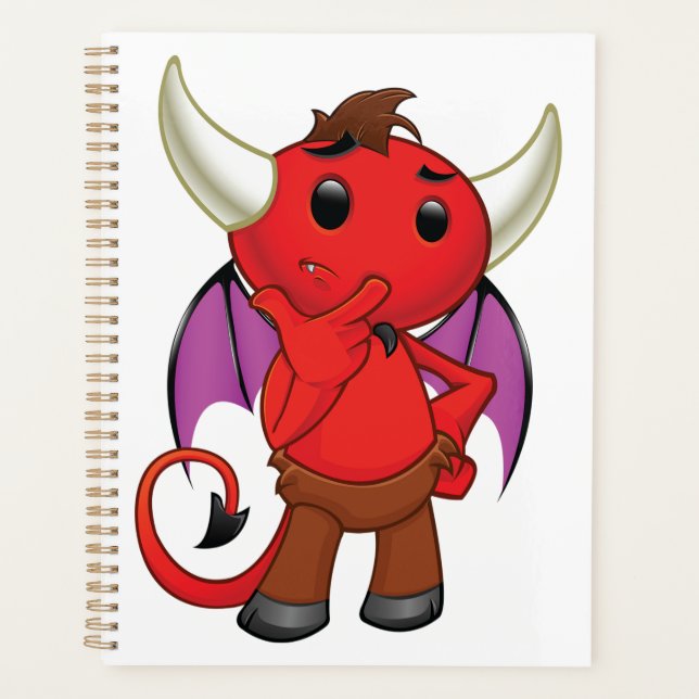 Agenda Cute Red Devil Character Thinking Mischievous (Frente)