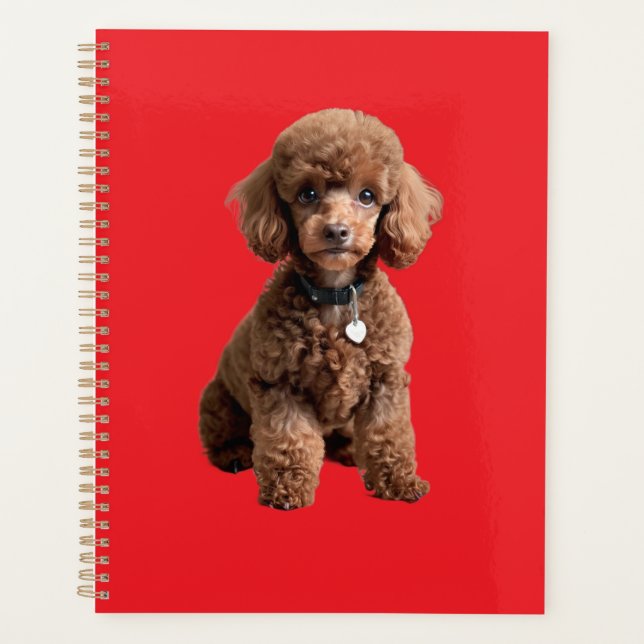 Agenda  Cute Teacup Poodle Red Folder (Frente)