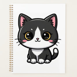 Agenda Cute Tuxedo Cat Kawaii Cartoon Style