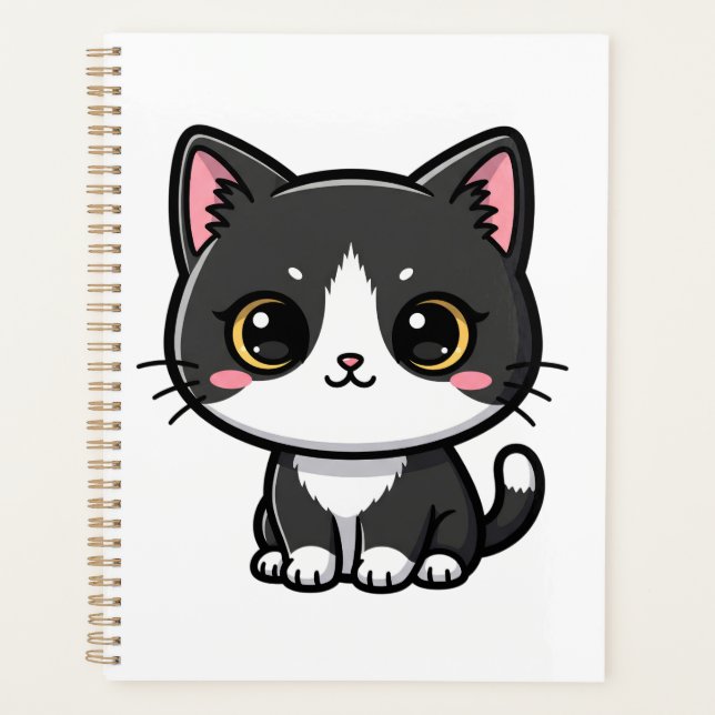 Agenda Cute Tuxedo Cat Kawaii Cartoon Style (Frente)