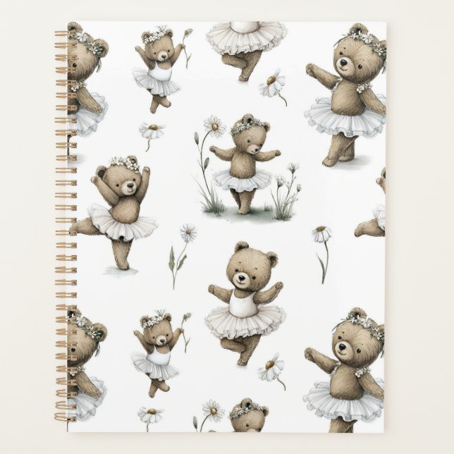 Agenda Cute Watercolour Ballerina Bear Design in tutus (Frente)