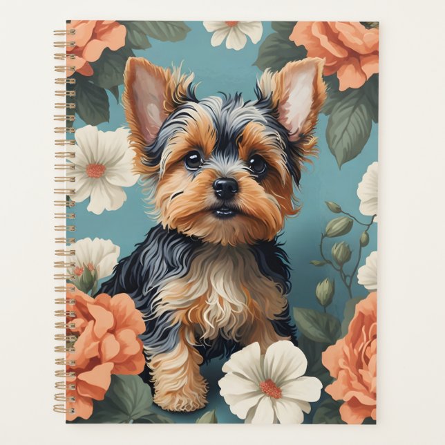 Agenda Cute Yorkshire Terrier Puppy Floral (Frente)