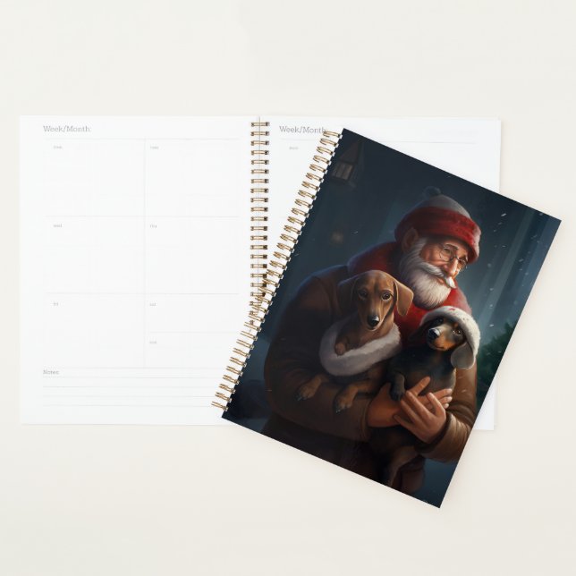 Agenda Dachshund Com Papai Noel Natal Festivo (Exibição)