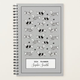 Agenda Dachshund Dog ama Black & White Planner (Planejado