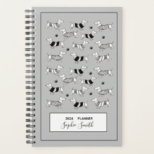 Agenda Dachshund Dog ama Black & White Planner (Planejado