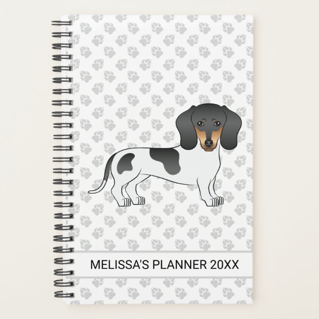 Agenda Dachshund E Texto De Cabelo Curto Preto E Preto (Frente)